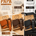 EL MEJOR REGALO PARA EL MEJOR PAPA!!Trio Correa, Billetera, Llavero en Caja Madera! - Sólo Enlázate On Line - null-6