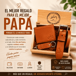 EL MEJOR REGALO PARA EL MEJOR PAPA!!Trio Correa, Billetera, Llavero en Caja Madera! - Sólo Enlázate On Line - null-6